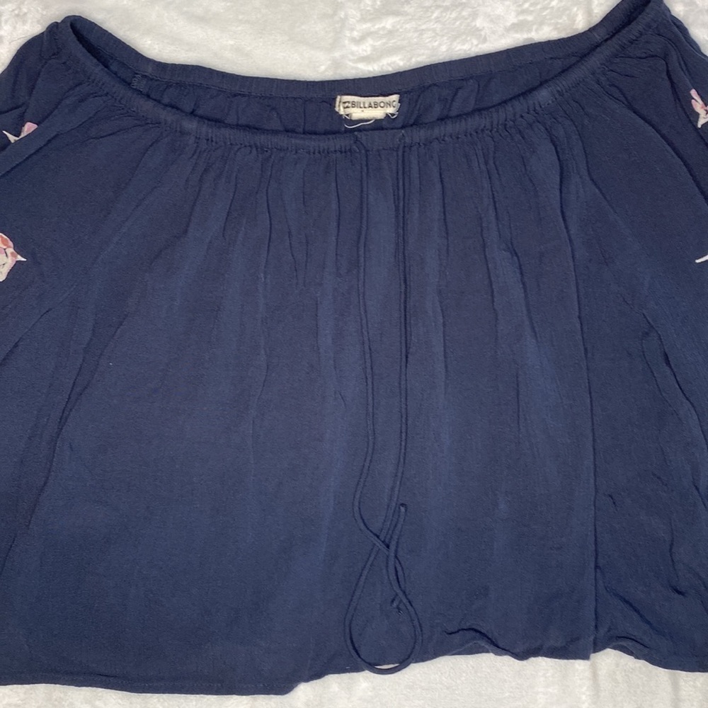 BILLABONG Light It Up Blue Floral Raglan Sleeves Crop Top Size Large - Picture 4 of 16